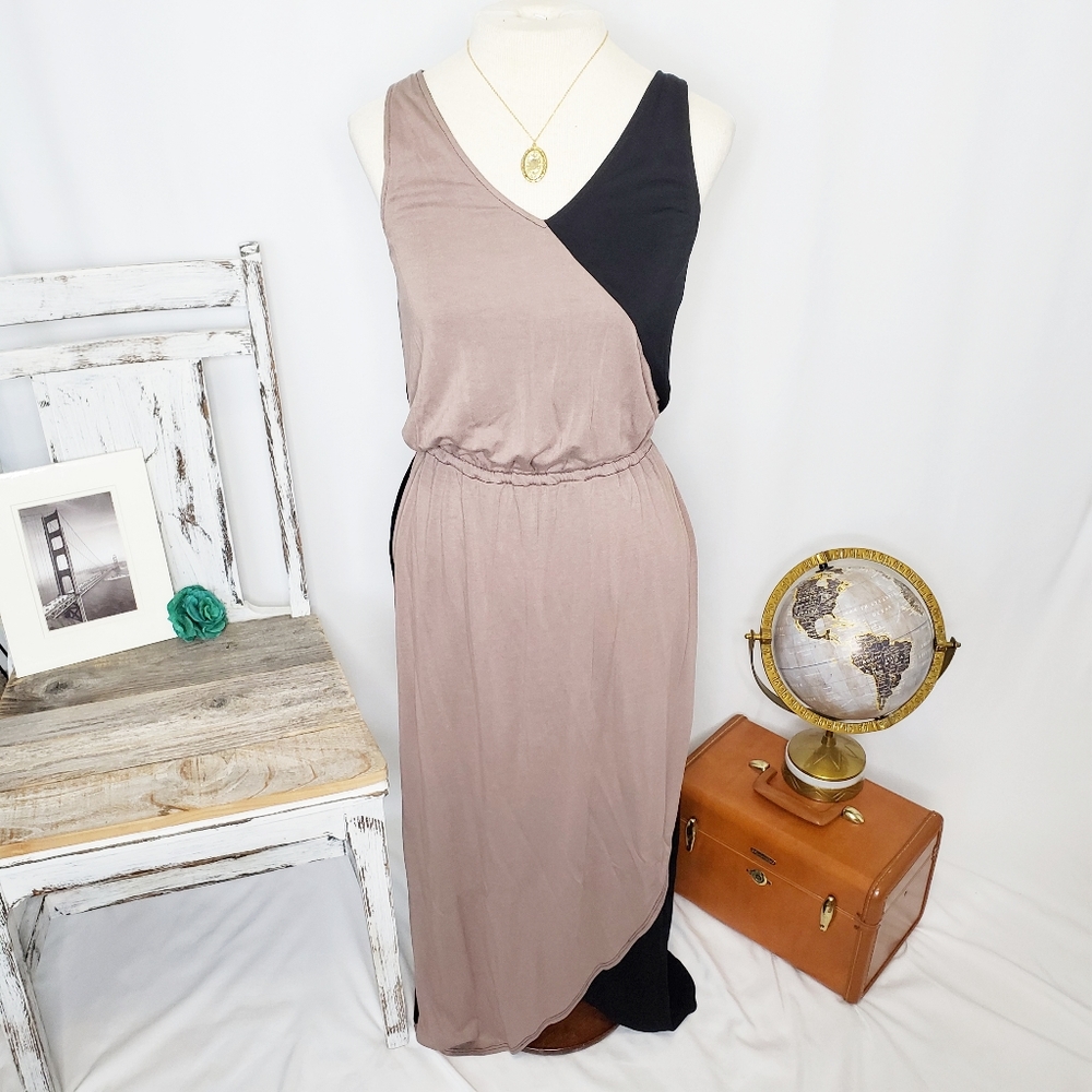 Mossimo Black & Tan Colorblock Maxi Dress Size S NWOT Summer Boho